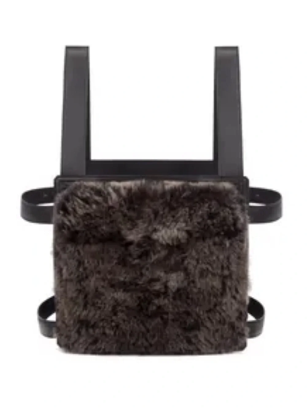 NWT Emporio Armani Fall 2017 Runway Fur Leather Chest Rig Vest Bag Black Gray